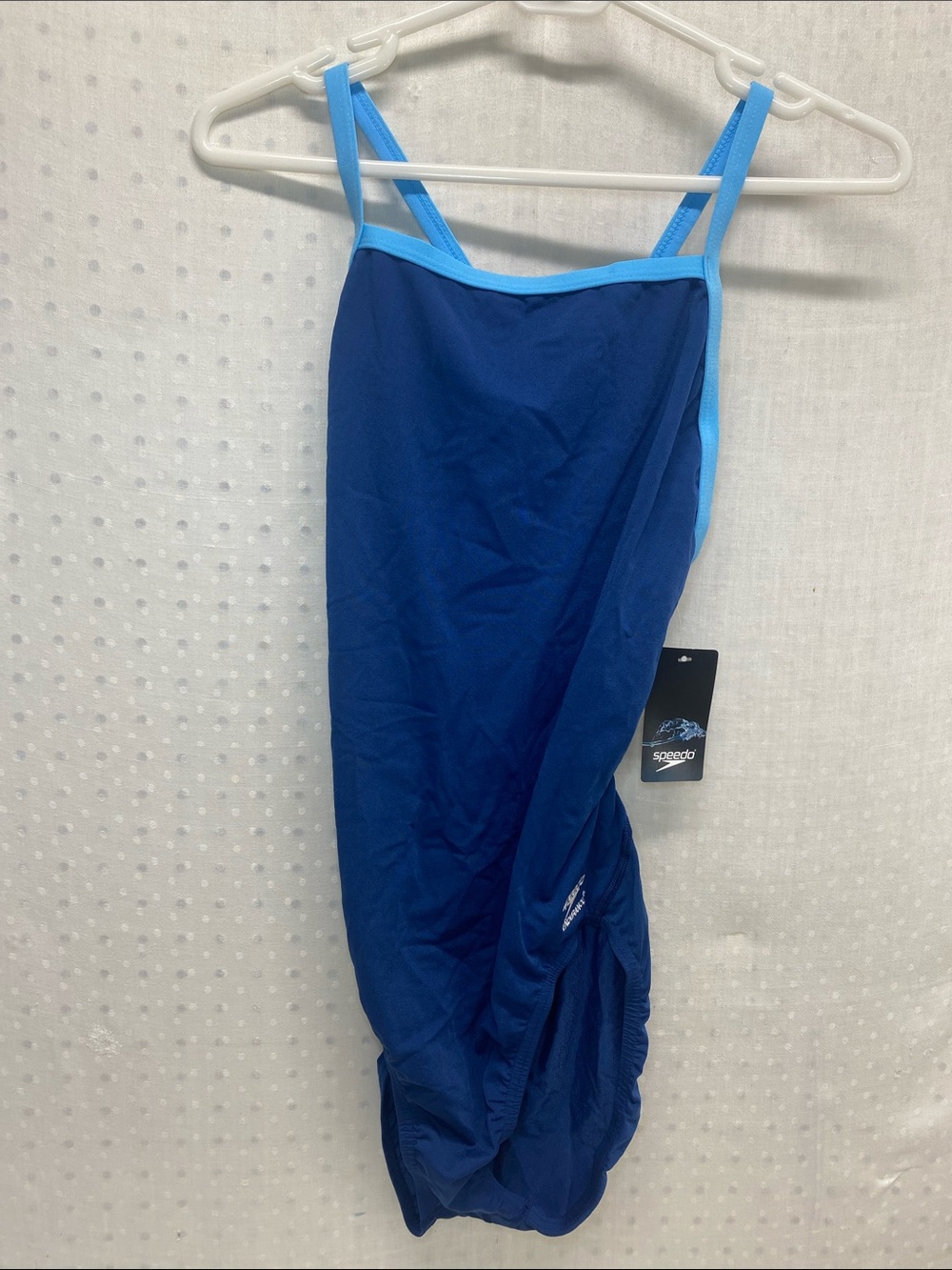 Speedo Endurance + Women's Navy One-Piece Swimsuit with Light Blue Trim Size 12